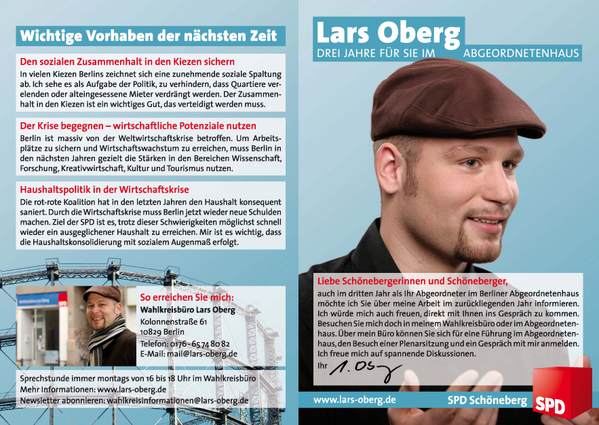 Broschüre: "Lars Oberg 3 Jahre für Sie im Abgeordnetenhaus"