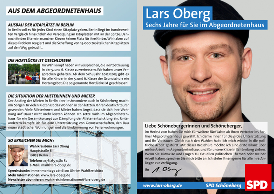 Lars Oberg - sechs Jahre für Sie im Abgeordnetenhaus - Der Bilanzflyer