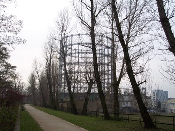 Das Gasometer und das umliegende Gelände in Schöneberg, auf dem das Energieforum entstehen soll.